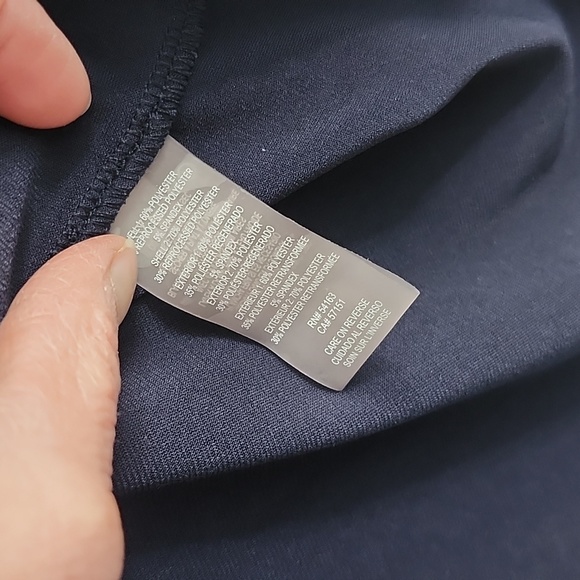 TOMMY HILFIGER Navy Top With Sheer Sleeve Detail Size Medium - Picture 4 of 7